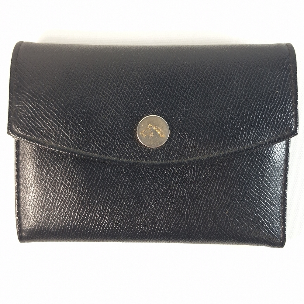 Jordache Vintage Faux Leather Black Wallet Horse Head Snap Change Purse